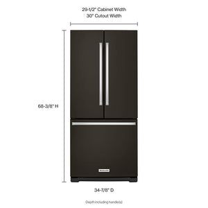 KitchenAid Standard-Depth 19.7-Cu. Feet 3 -Door French Door Refrigerator with Ice Maker with water dispenser ( Black Stainless Steel with PRINTSHIELD Finish )