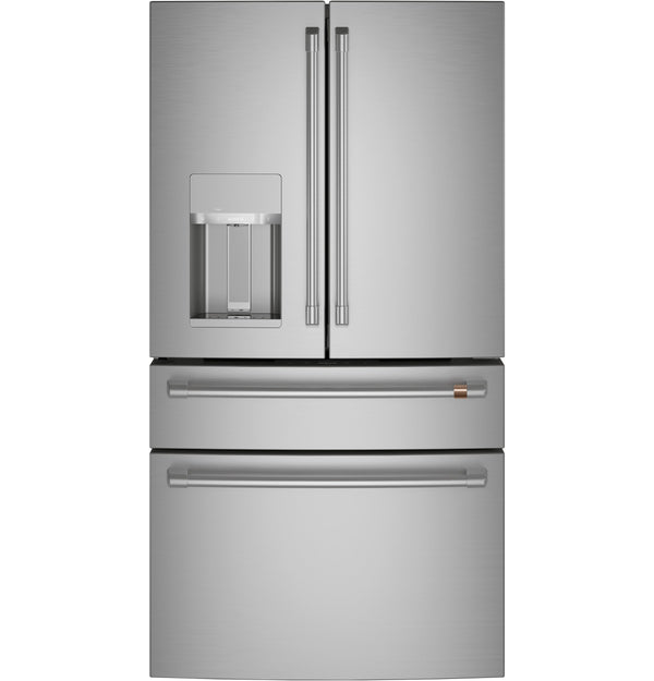 Cafe Standard-Depth 27.8-cu ft 4 -Door Smart Compatible French Door Refrigerator with Ice Maker with Water and Ice Dispenser ( Stainless Steel ) ENERGY STAR Certified
