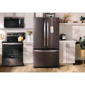 Whirlpool Standard-Depth 25.2-cu ft 3 -Door French Door Refrigerator with Ice Maker ( Fingerprint Resistant Black Stainless Steel ) ENERGY STAR Certified