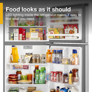 Whirlpool Flexible Storage Bin 17.6-cu ft Top-Freezer Refrigerator ( Monochromatic Stainless Steel )