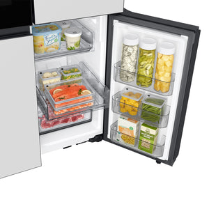 Samsung Bespoke Standard-Depth Beverage Center 28.6-cu ft 4 -Door Smart Compatible French Door Refrigerator with Dual Ice Maker with Water Dispenser and Door within Door ( White Glass ) ENERGY STAR Certified