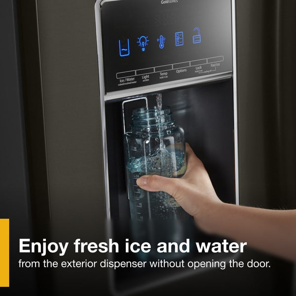 Whirlpool Standard-Depth 26.8-cu ft 3 -Door French Door Refrigerator with Dual Ice Maker with Water and Ice Dispenser ( Fingerprint Resistant Black Stainless ) ENERGY STAR Certified