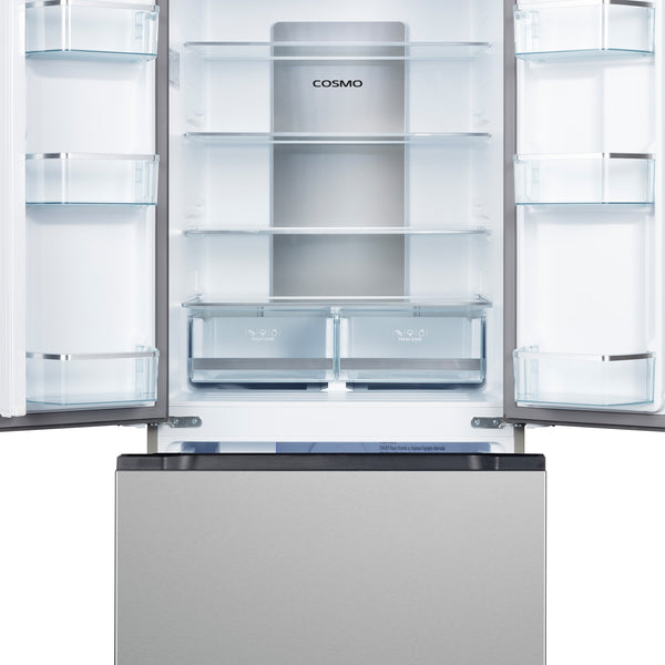 Cosmo Counter-Depth 17.5-cu ft 3 -Door French Door Refrigerator with Ice Maker ( Stainless Steel ) ENERGY STAR Certified