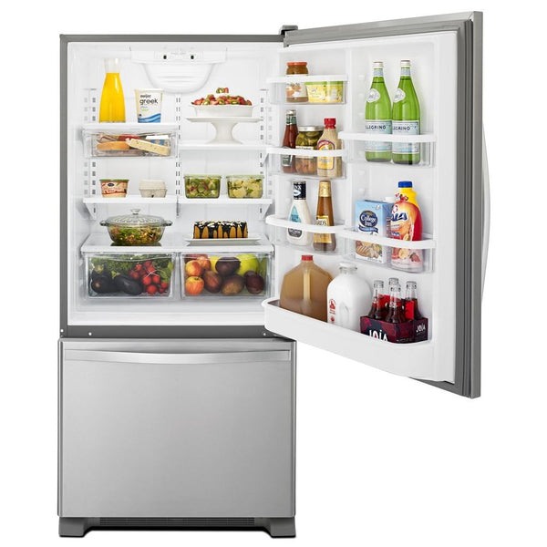 Whirlpool 18.7-cu ft Standard-Depth Bottom-Freezer Refrigerator with Ice Maker ( Stainless steel ) ENERGY STAR Certified