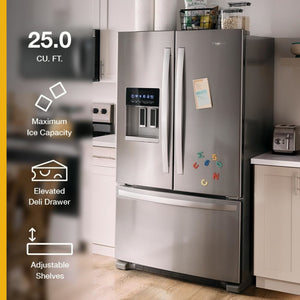 Whirlpool Standard-Depth 24.7-cu ft 3 -Door French Door Refrigerator with Ice Maker with Water and Ice Dispenser ( White ) ENERGY STAR Certified