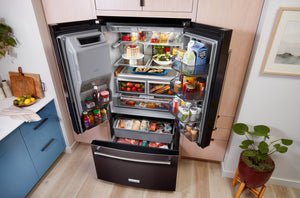 KitchenAid Standard-Depth 27-cu ft 3 -Door French Door Refrigerator with Water and Ice Dispenser ( Black ) ENERGY STAR Certified