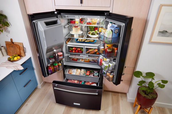 KitchenAid Standard-Depth 27-cu ft 3 -Door French Door Refrigerator with Water and Ice Dispenser ( Black ) ENERGY STAR Certified