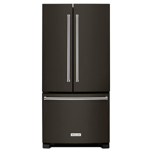 KitchenAid Standard-Depth 22.1-cu ft 3 -Door French Door Refrigerator with Ice Maker with Water Dispenser ( Black Stainless with PRINTSHIELD Finish ) ENERGY STAR Certified