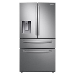 Samsung Standard-Depth with FlexZone Drawer 28-cu ft 4 -Door Smart Compatible French Door Refrigerator with Ice Maker with Water and Ice Dispenser ( Stainless Steel ) ENERGY STAR Certified