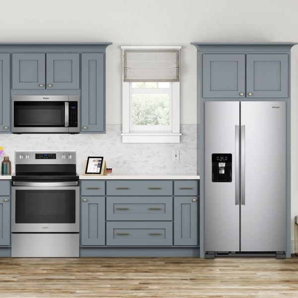 Whirlpool In-Door Can Caddy 21.4-cu ft Side-by-Side Refrigerator with Ice Maker ,Water and Ice Dispenser ( Black )