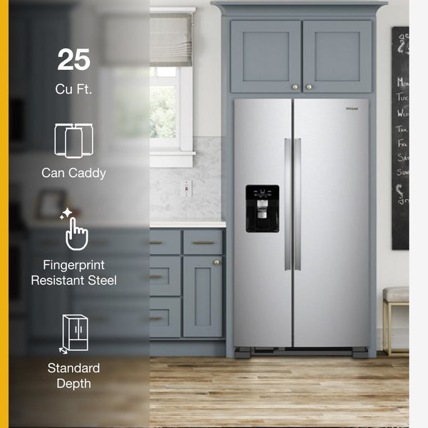 Whirlpool 24.5-cu ft Side-by-Side Refrigerator with Ice Maker ,Water and Ice Dispenser ( Fingerprint Resistant Stainless Steel )