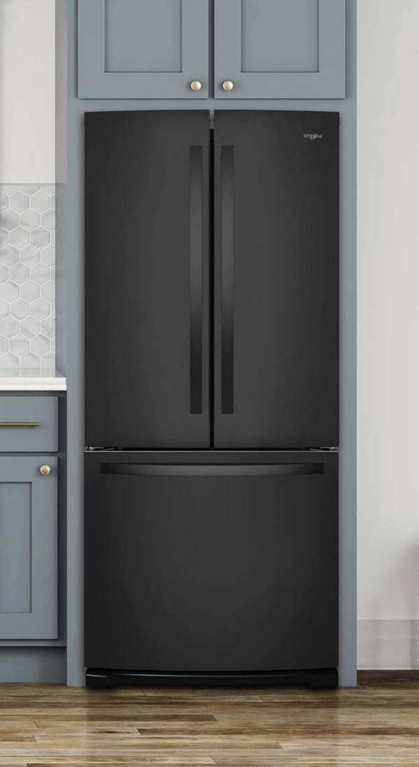 Whirlpool Standard-Depth 19.6-cu ft 3 -Door French Door Refrigerator with Ice Maker ( Black )