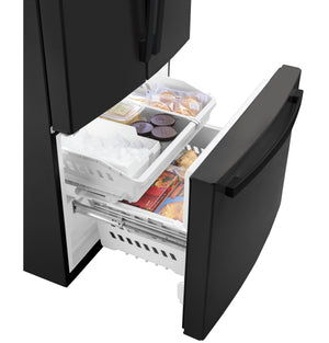 GE Standard-Depth 27-cu ft 3 -Door French Door Refrigerator with Ice Maker with Water Dispenser ( Black ) ENERGY STAR Certified