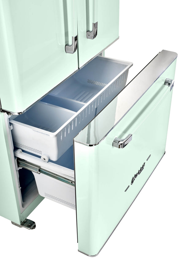 UNIQUE Classic Retro Counter-Depth 21.4-cu ft 3 -Door French Door Refrigerator with Ice Maker with Ice Dispenser ( Summer Mint Green ) ENERGY STAR Certified