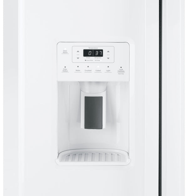 GE 25.3-cu ft Side-by-Side Refrigerator with Ice Maker ,Water and Ice Dispenser ( White )