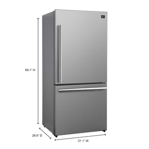 FORNO Milano Espresso 17.2-cu ft Counter-Depth Bottom-Freezer Refrigerator Stainless Steel ) ENERGY STAR Certified