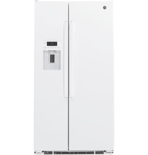 GE 21.9-cu ft Counter-Depth Side-by-Side Refrigerator with Ice Maker ,Water and Ice Dispenser ( White )