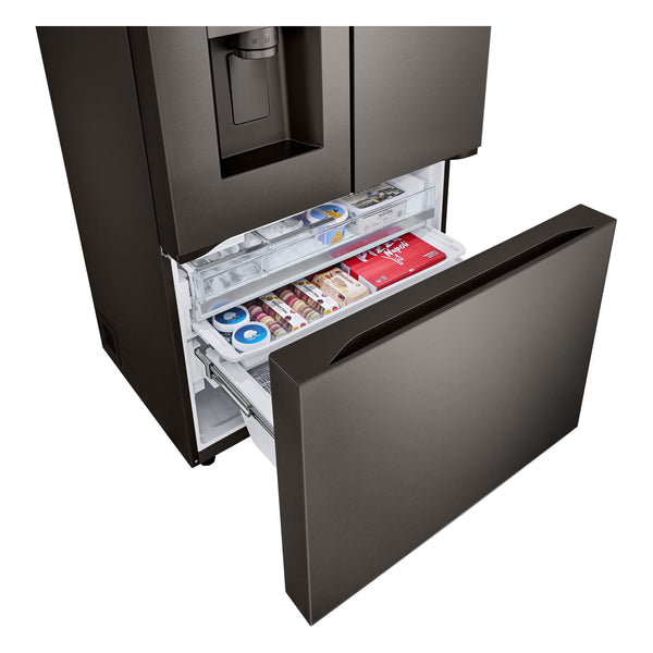 LG Counter-Depth 4 Types of Ice 25.5-cu ft 3 -Door Smart Compatible French Door Refrigerator with Dual Ice Maker with Water and Ice Dispenser ( PrintProof Black Stainless Steel ) ENERGY STAR Certified