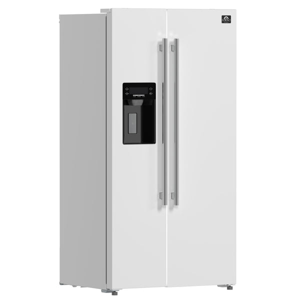 FORNO Salerno 20-cu ft Counter-Depth Side-by-Side Refrigerator with Ice Maker ,Water and Ice Dispenser ( White ) ENERGY STAR Certified