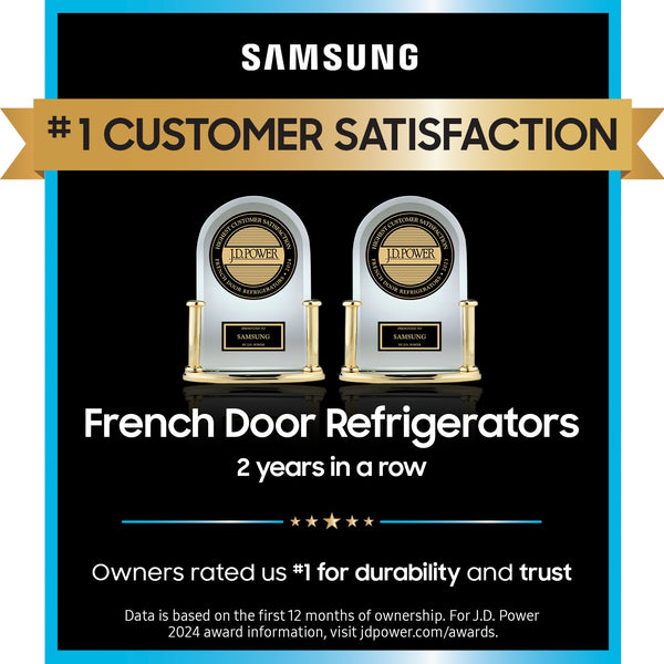 Samsung Standard-Depth Mega Capacity 30.5-cu ft 3 -Door Smart Compatible French Door Refrigerator with Ice Maker with Water and Ice Dispenser ( Fingerprint Resistant Stainless Steel ) ENERGY STAR Certified