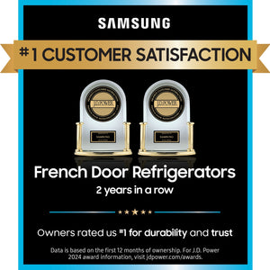 Samsung Bespoke Standard-Depth Beverage Center 30.1-cu ft 3 -Door Smart Compatible French Door Refrigerator with Dual Ice Maker with Water Dispenser and Door within Door ( Panels Sold Separately ) ENERGY STAR Certified