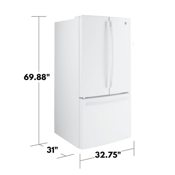 GE Counter-Depth 18.6-cu ft 3 -Door French Door Refrigerator with Ice Maker with Water Dispenser ( White ) ENERGY STAR Certified