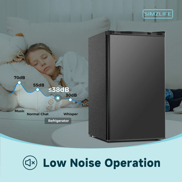 SIMZLIFE 3.2-cu ft Mini Fridge with Freezer ( Black ) Garage Ready