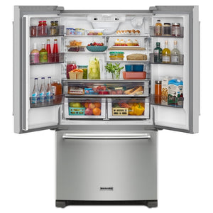 KitchenAid Counter-Depth 20-cu ft 3 -Door French Door Refrigerator with Ice Maker ( Stainless Steel ) ENERGY STAR Certified