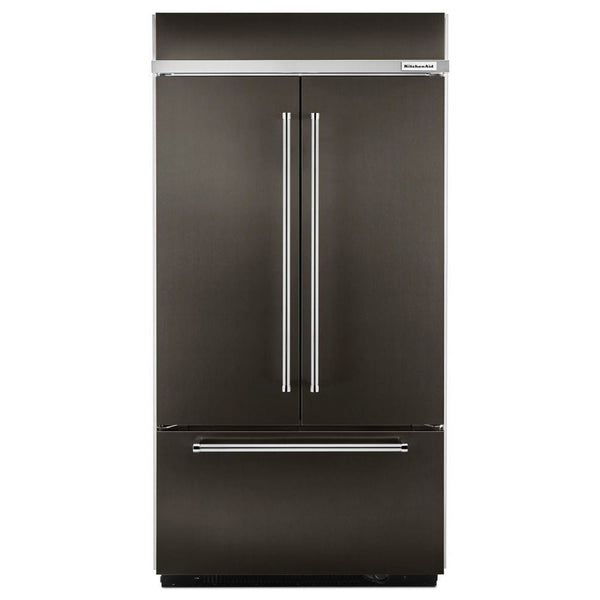 KitchenAid Standard-Depth 24.2-cu ft 3 -Door Built-In French Door Refrigerator with Ice Maker ( Black Stainless with PRINTSHIELD ) ENERGY STAR Certified