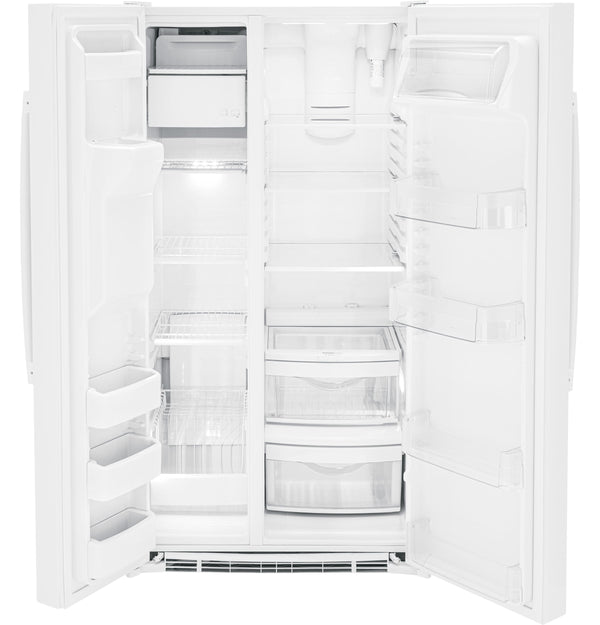 GE 25.3-cu ft Side-by-Side Refrigerator with Ice Maker ,Water and Ice Dispenser ( White )