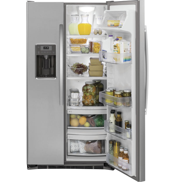 GE 21.9-cu ft Counter-Depth Side-by-Side Refrigerator with Ice Maker ,Water and Ice Dispenser ( Stainless steel )