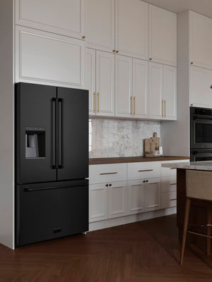 ZLINE KITCHEN & BATH Standard-Depth 28.9-cu ft 3 -Door French Door Refrigerator with Ice Maker with Water and Ice Dispenser ( Black Stainless Steel with Black Stainless Steel Handle ) ENERGY STAR Certified