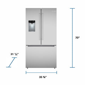 Bosch Counter-Depth 300 Series 21.6-cu ft 3 -Door Built-In Smart Compatible French Door Refrigerator with Ice Maker with Water and Ice Dispenser ( Stainless Steel ) ENERGY STAR Certified