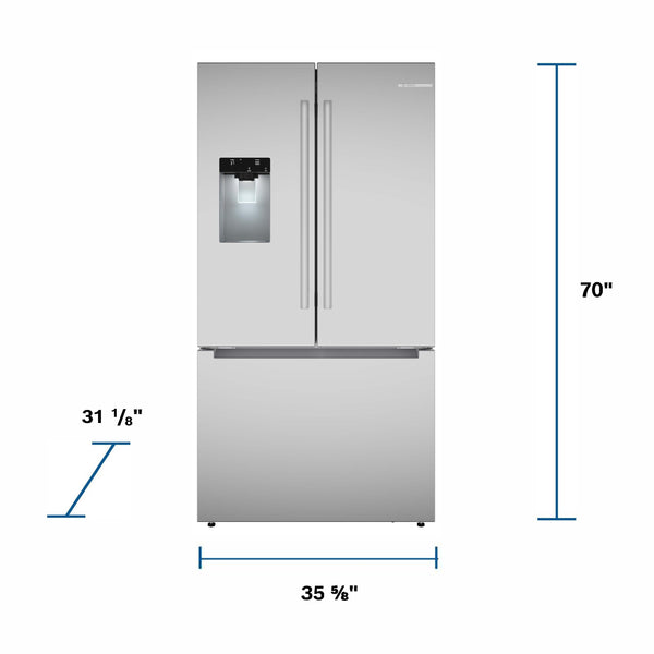 Bosch Counter-Depth 300 Series 21.6-cu ft 3 -Door Built-In Smart Compatible French Door Refrigerator with Ice Maker with Water and Ice Dispenser ( Stainless Steel ) ENERGY STAR Certified