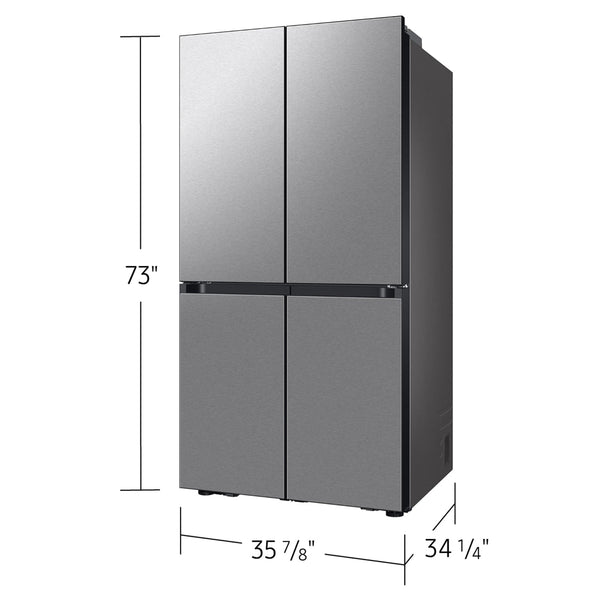 Samsung Bespoke Standard-Depth Beverage Center 28.6-cu ft 4 -Door Smart Compatible French Door Refrigerator with Dual Ice Maker with Water Dispenser and Door within Door ( Stainless steel ) ENERGY STAR Certified