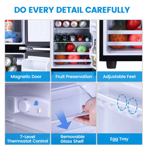 Jeremy Cass 3.5-cu ft Mini Fridge with Freezer ( Silver ) ENERGY STAR