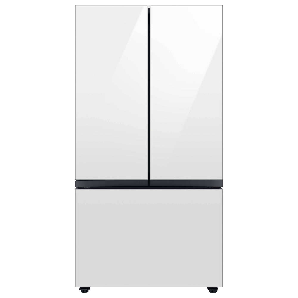 Samsung Bespoke Standard-Depth Beverage Center 30.1-cu ft 3 -Door Smart Compatible French Door Refrigerator with Dual Ice Maker with Water Dispenser and Door within Door ( White Glass - All Panels ) ENERGY STAR Certified