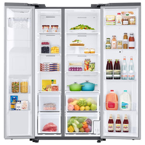 Samsung Family Hub 21.5-cu ft Counter-Depth Side-by-Side Refrigerator Smart Compatible with Ice Maker ,Water and Ice Dispenser ( Fingerprint Resistant Stainless Steel ) ENERGY STAR Certified