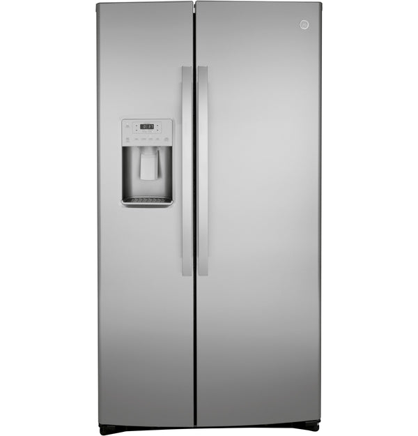 GE 21.8-cu ft Counter-Depth Side-by-Side Refrigerator with Ice Maker ,Water and Ice Dispenser ( Stainless Steel )