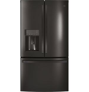 GE Profile Counter-Depth 22.2-cu ft 3 -Door French Door Refrigerator with Ice Maker with Water and Ice Dispenser ( Black Stainless ) ENERGY STAR Certified