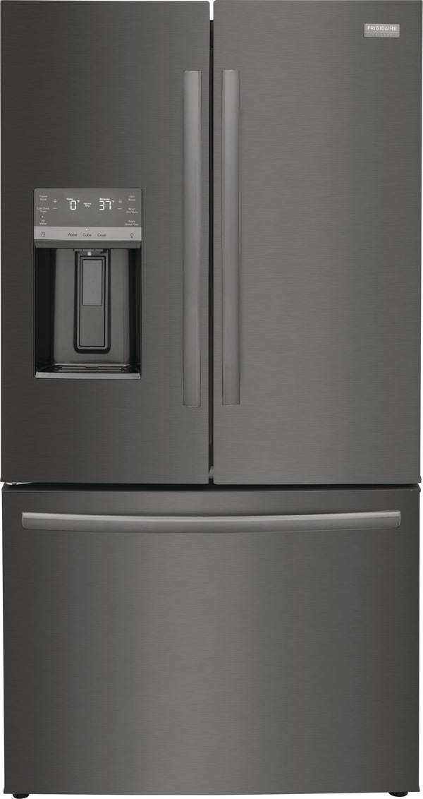Frigidaire Gallery Counter-Depth 22.6-cu ft 3 -Door French Door Refrigerator with Dual Ice Maker with Water and Ice Dispenser ( Fingerprint Resistant Black Stainless Steel ) ENERGY STAR Certified