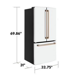 Cafe Counter-Depth 18.6-cu ft 3 -Door French Door Refrigerator with Ice Maker with Water Dispenser ( Matte White ) ENERGY STAR Certified