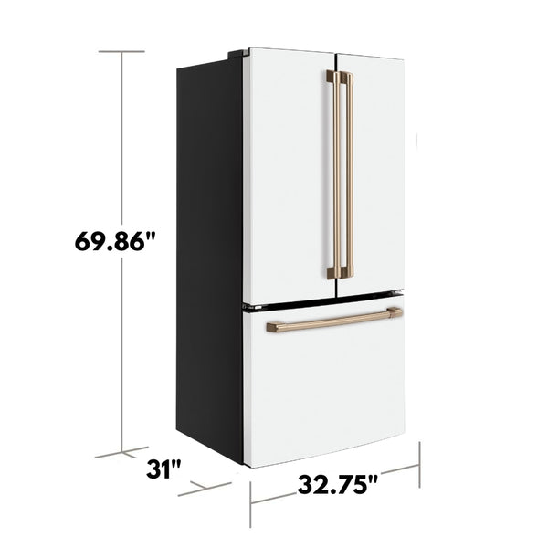 Cafe Counter-Depth 18.6-cu ft 3 -Door French Door Refrigerator with Ice Maker with Water Dispenser ( Matte White ) ENERGY STAR Certified