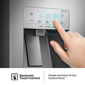 Hisense PureFlat Standard-Depth 25.6-cu ft 4 -Door Smart Compatible French Door Refrigerator with Ice Maker with Water and Ice Dispenser ( Stainless steel ) ENERGY STAR Certified