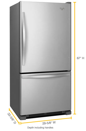 Whirlpool 18.7-cu ft Standard-Depth Bottom-Freezer Refrigerator with Ice Maker ( Stainless steel ) ENERGY STAR Certified