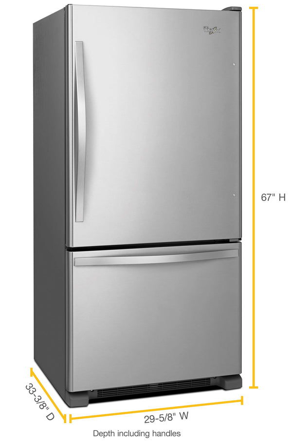 Whirlpool 18.7-cu ft Standard-Depth Bottom-Freezer Refrigerator with Ice Maker ( Stainless steel ) ENERGY STAR Certified