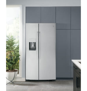 GE Profile 21.9-cu ft Counter-Depth Side-by-Side Refrigerator with Ice Maker ,Water and Ice Dispenser ( Stainless Steel )