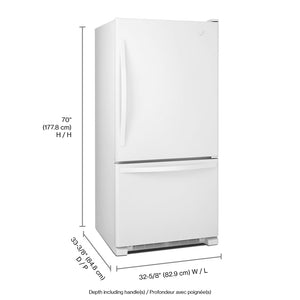 Whirlpool 22.07-cu ft Standard-Depth Bottom-Freezer Refrigerator with Ice Maker ( White ) ENERGY STAR Certified