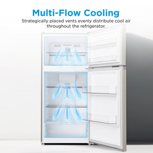 Midea Fingerprint Resistant 14.2-cu ft Counter-Depth Top-Freezer Refrigerator ( Stainless Steel ) Garage Ready ENERGY STAR Certified