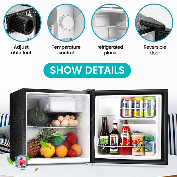 Jeremy Cass 1.6-cu ft Mini Fridge with Freezer ( Black ) ENERGY STAR